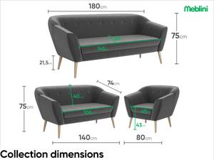 Sofa Doris (3-Sitzer) Dunkelgrau