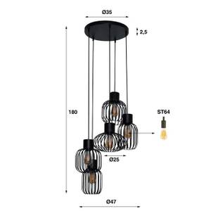 Pendelleuchte Mix 5L Schwarz - Metall - 47 x 180 x 47 cm