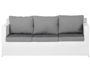 Set de salon ROMA Gris - Blanc - Polyrotin - 180 x 74 x 66 cm