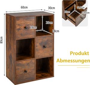 Bücherschrank mit 3 Schubladen Braun - Holzwerkstoff - 30 x 89 x 60 cm