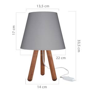 Lampe de bureau Kidderminster Gris - Bois massif - 22 x 34 x 22 cm