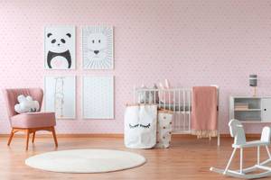 Kinderzimmertapete Spielzeug Babyzimmer Rosé