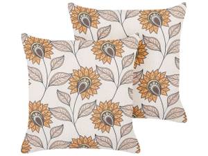 Kissen 2er Set TUBEROSE Beige - Orange - Weiß - Textil - 45 x 10 x 45 cm