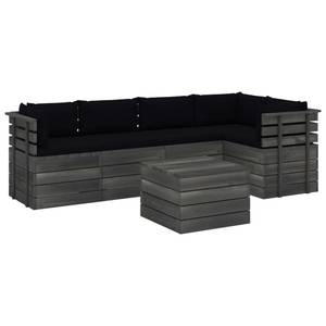 Gartensitzgruppe K114(6-tlg) Schwarz - Massivholz - 72 x 65 x 60 cm