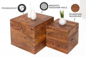 Beistelltische MAKASSAR 2er Set Braun - Massivholz - Holzart/Dekor - 40 x 40 x 40 cm