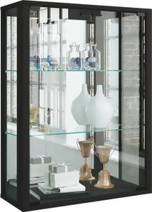 Wandvitrine Glasvitrine Udina Spiegel Schwarz - Hochglanz Schwarz - Holzwerkstoff - Glas