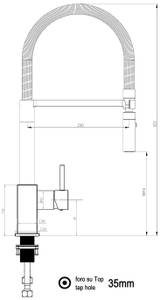 Küchen Armatur Quadrat + 2 Strahl Brause Metall - 35 x 53 x 5 cm