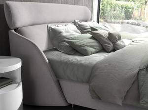 Bett aus hellgrauem Stoff Grau - Textil - 207 x 102 x 250 cm