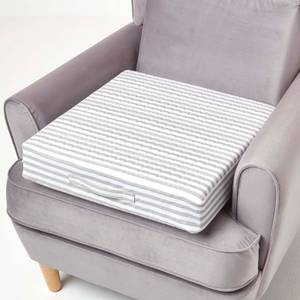 Wattierter Sitzkissenbezug Grau - Weiß - Textil - 50 x 10 x 50 cm