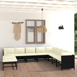 Garten-Lounge-Set (9-teilig) 3009676-23 Schwarz - Metall - Polyrattan - 60 x 60 x 60 cm