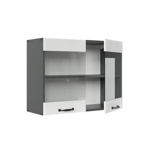 meuble de cuisine haut vitré R-Line Anthracite - Blanc