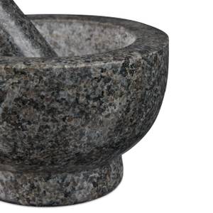 Granit Mörser mit Stößel groß Grau - Stein - 13 x 8 x 13 cm