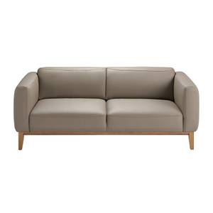 Sitzer-Sofa mit Lederbezug Braun - Grau - Echtleder - Textil - 209 x 77 x 92 cm