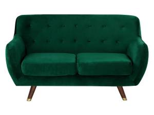 2-Sitzer Sofa BODO Smaragdgrün - Gold - Grün - Eiche Dunkel