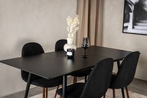 Essgruppe Silar 70 (5-teilig) Schwarz - Massivholz - 90 x 76 x 120 cm