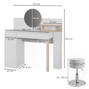 Schminktisch Olivia 40270 Braun - Weiß - Holzwerkstoff - 110 x 120 x 42 cm