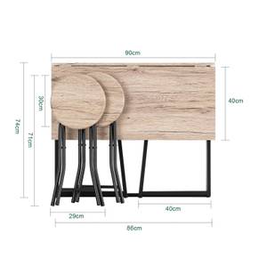 Table à Manger + 2 x Tabourets OGT18-N Marron - Bois manufacturé - 90 x 74 x 45 cm