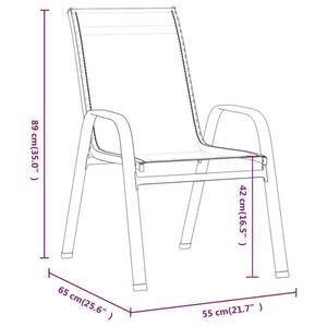 Gartenstuhl 3012265-3 (6er Set) Grau - Metall - Textil - 55 x 89 x 65 cm