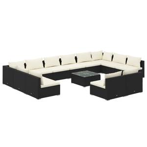 Garten-Lounge-Set (13-teilig) 3013634-1 Schwarz - Weiß - Metall - Polyrattan - 60 x 60 x 60 cm