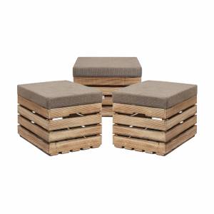 Sitzhocker mit Stauraum FLAME  3er Set Beige