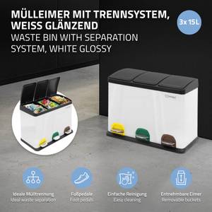 Mülleimer mit 3x 15L Behälter Weiß