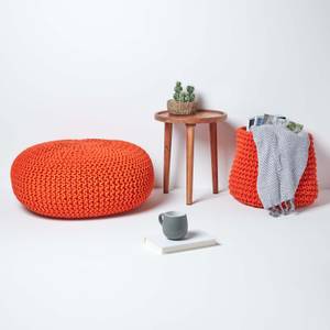 Großer Strickpouf 100% Baumwolle Orange