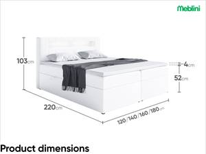 Boxspringbett Aspin Weiß - Breite: 140 cm - H4