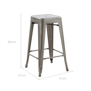 Tabouret de bar Indus (Lot de 2) Argenté - Métal - 41 x 66 x 41 cm