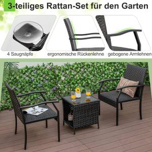 Balkonset ZB33402 (3-teilig) Braun - Rattan