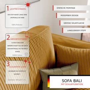 Sofa Bali Gelb - Holzwerkstoff - 255 x 59 x 105 cm