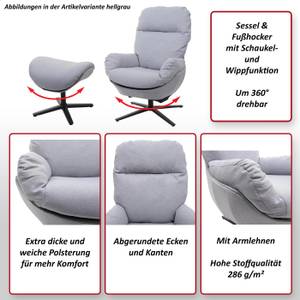 Relaxsessel + Hocker L12 drehbar Hellgrau