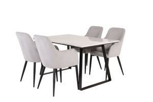 Essgruppe Estelle 23 (5-teilig) Grau - Massivholz - 90 x 75 x 140 cm