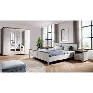 Doppelbett mit Nachttischen 180 x 200 cm Weiß - Holzwerkstoff - 316 x 89 x 212 cm