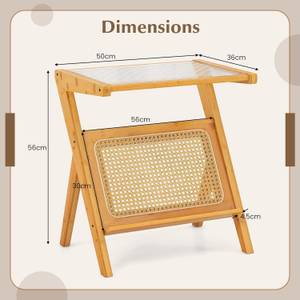 Kaffeetisch Z-förmig Braun - Bambus - 36 x 56 x 50 cm