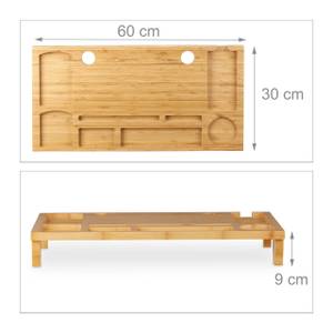 Support moniteur bambou 8 compartiments Marron - Bambou - 60 x 9 x 30 cm