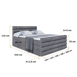 Boxspringbett CELESTIA-Z KING Steingrau - Breite: 160 cm