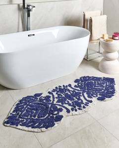 Tapis de bain CANBAR Bleu - Blanc crème - Blanc