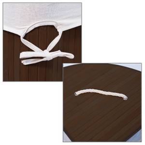 Lot de 3 paniers à linge bambou Marron foncé - Blanc