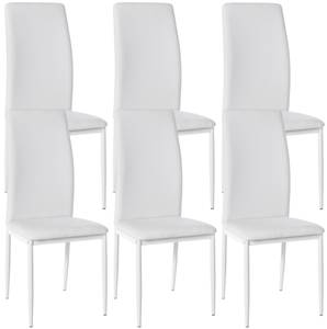 chaise salle à manger Savino Lot de 6 Blanc - Cuir synthétique