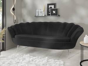 3-Sitzer Samt Muschel Sofa Cara Schwarz - Silber - Gold