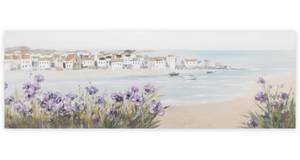 Acrylbild handgemalt Mediterraner Traum Blau - Massivholz - Textil - 150 x 50 x 4 cm