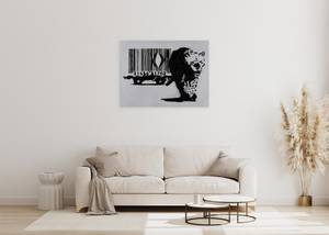 Acrylbild handgemalt Banksy's Escaped Schwarz - Weiß - Massivholz - Textil - 75 x 100 x 4 cm