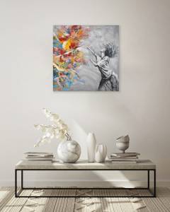 Acrylbild handgemalt Burst of Emotions Grau - Massivholz - Textil - 80 x 80 x 4 cm