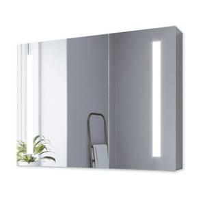 LED Spiegelschrank Silber - Glas - 80 x 60 x 13 cm