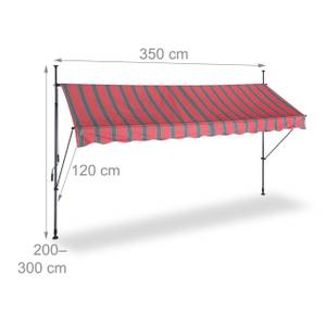 Klemmmarkise für Balkon Grau - Rot - Breite: 350 cm
