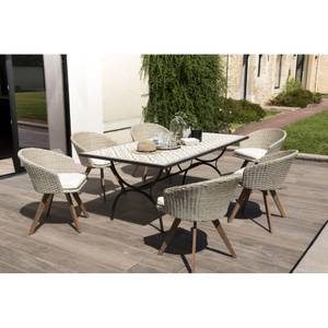 Gartentisch und Stühle aus Fliesen Grau - Keramik - 102 x 74 x 203 cm