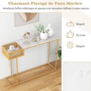 Table Console VH33203SPFR Doré - Bois manufacturé - 30 x 80 x 110 cm