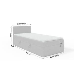 Einzelbett Boxspringbett Menorca Mini Hellgrau - Breite: 90 cm - Bettkasten links