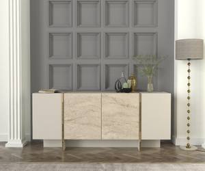 Sideboard mit Granit Optik Beige - Holzwerkstoff - 180 x 75 x 46 cm