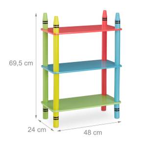 Étagère pour enfants 3 surfaces Bleu - Vert - Rouge - Bois manufacturé - 48 x 70 x 24 cm